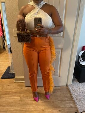 Orange Hanifa Fringe Trouser